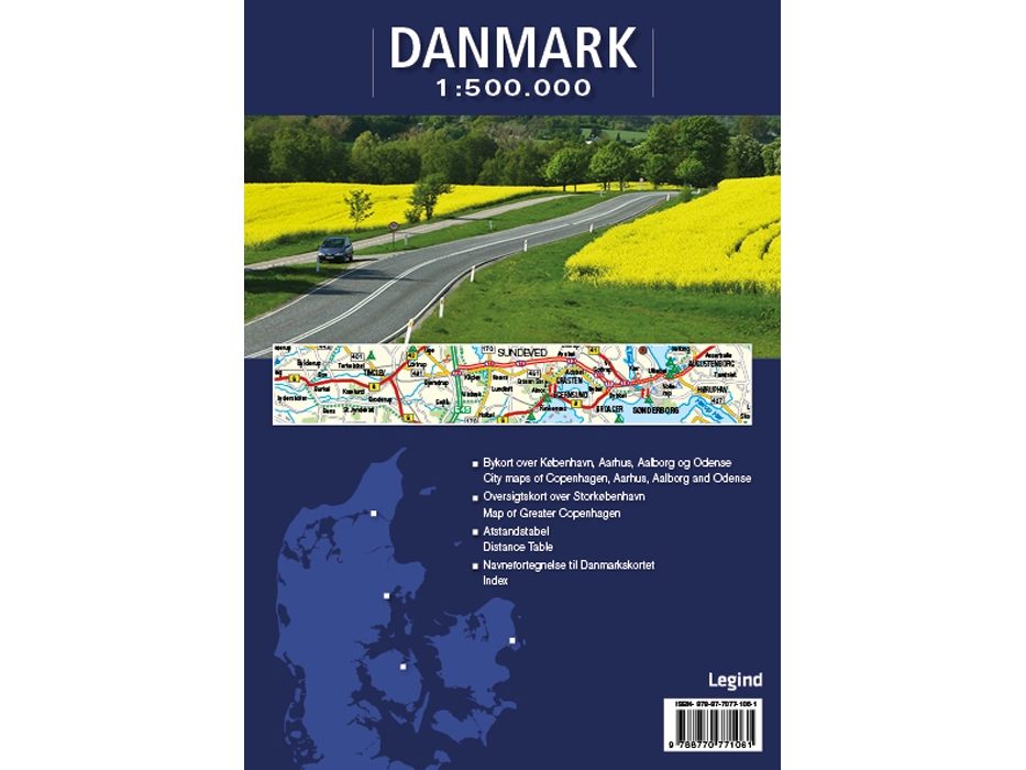 Karte Von Dänemark 1:500.000 | Sprache: Dänish