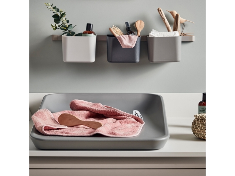 Leander Opbevaringsholdere 3 pk., 1 stk. lang skinne – Dusty grey