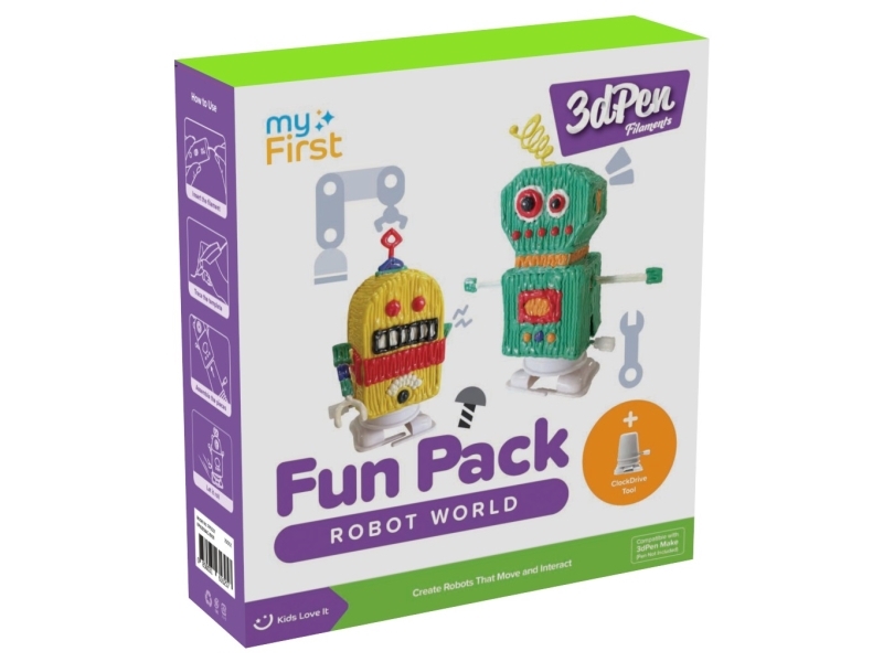 Myfirst 3Dpen Make Filaments Fun Pack - Kreativ Für 3Dpen Stift, Enthält 5 Schablonen, 12 Pcl-Federn (25M), Aufschraubbarer Modellantrieb, Thermoplas