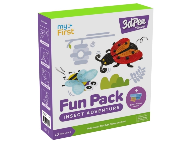 Myfirst 3Dpen Make Filaments Fun Pack - Kreativ Til 3Dpen-Pen, Indeholder 5 Skabeloner, 13 Pcl-Spidser (26 M), Mobil Batteribase, Termoplastisk Ark (
