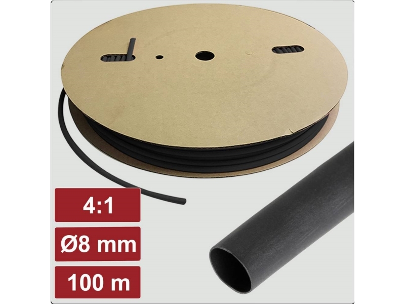 Electronic Garage Eg25ca108 Krympeslange Med Lim Sort 8 Mm 2 Mm Krympningshastighed:4:1 100 M