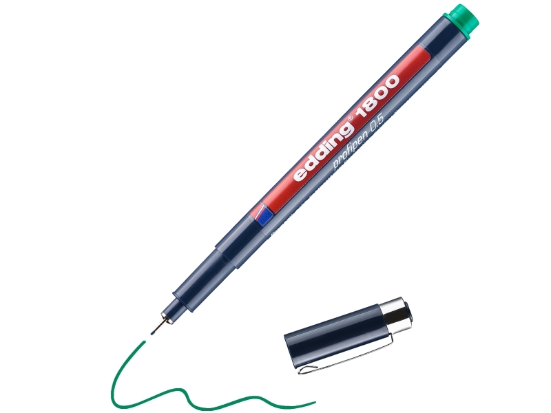 Edding 1800 - Fineliner - Grøn - Pigmentblæk - 0.5 Mm