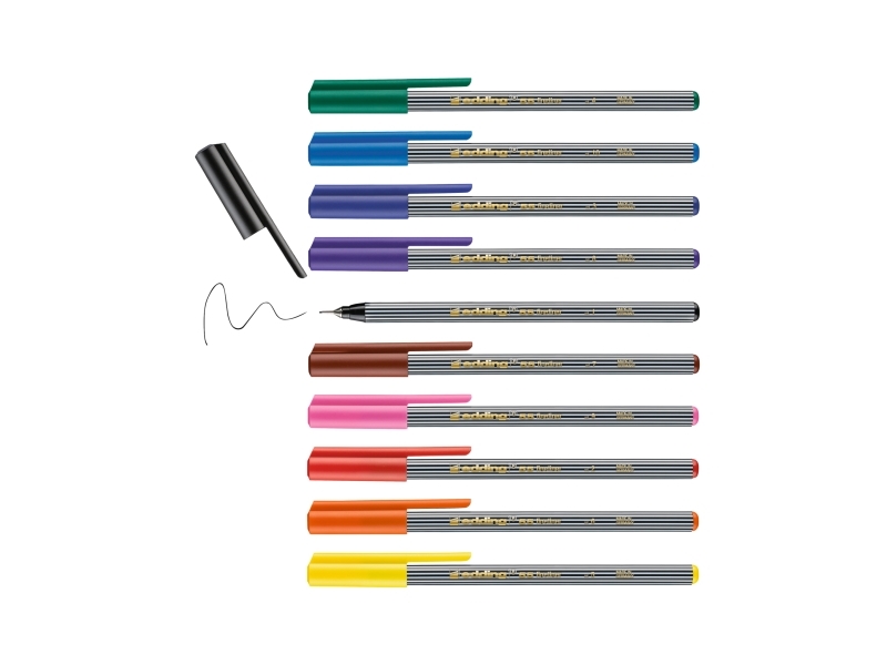 Edding 10x 55 fineliner, Svart, blå, Grön, Orange, Rosa, Röd, Violett, Gul, Svart, Multifärg, Vit, Plast, 10 styck | Skrivredskap - Fiberpennor & Fineliner - Fineliner | GameStuff