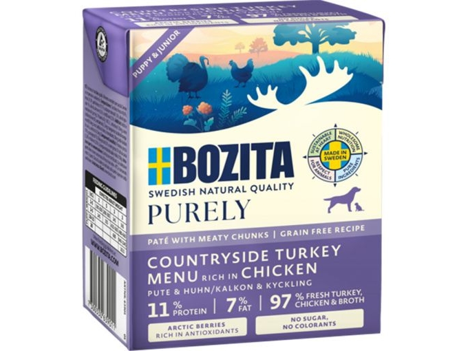 BOZITA Purely kalkun- og kyllingekødsbolle til hvalpe 370g