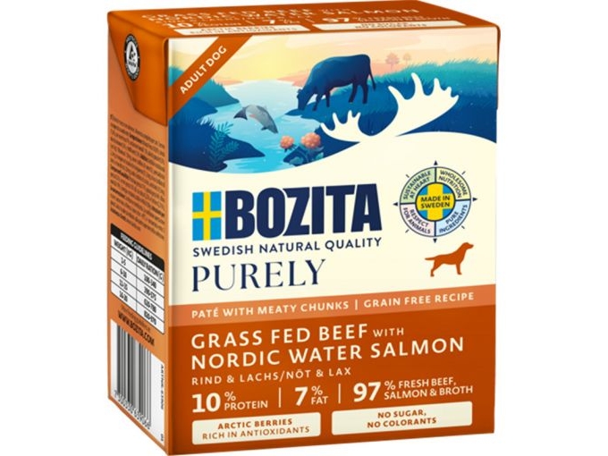 BOZITA Purely beef and salmon patty med kødstykker 370g