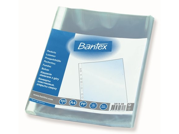 Fickbantex av plast, med hål, a4, 45 µm, förpackning med 100 st. | Arkivering - Elastikmappar & Chartekker - Plastficka | GameStuff