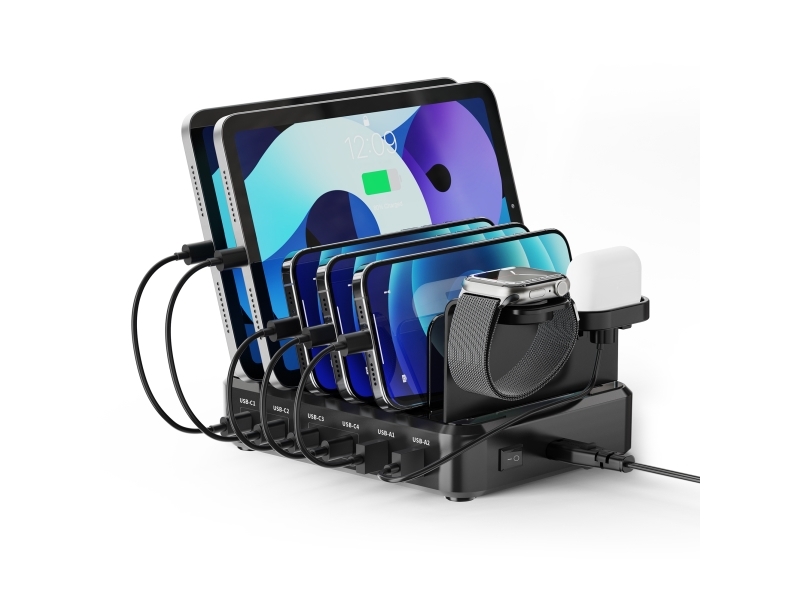 130W 6-Port-Netzladegerät, 4X Usb-C Pd, 2X Usb-A Qc