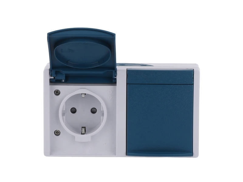 ABB 20/2 EBW-53, Type F, 2P+PE, Blå, Termoplast, Plast, IP44, 145 mm