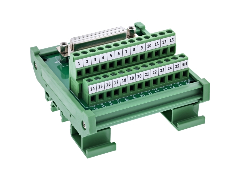 Inline 92502H, Terminal Block / D-Sub 25, Grøn, Hanstik/Hunstik, 26/18, 300 V, 10 Mo