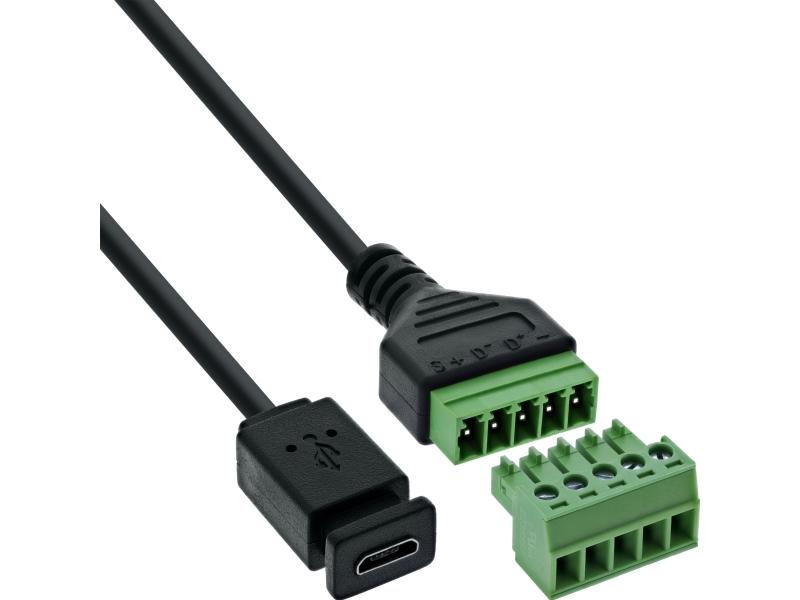 Inline 92504D, Sort, Grøn, Hunstik/Hunstik, Lige, 26/16, 300 V, 10 Mo