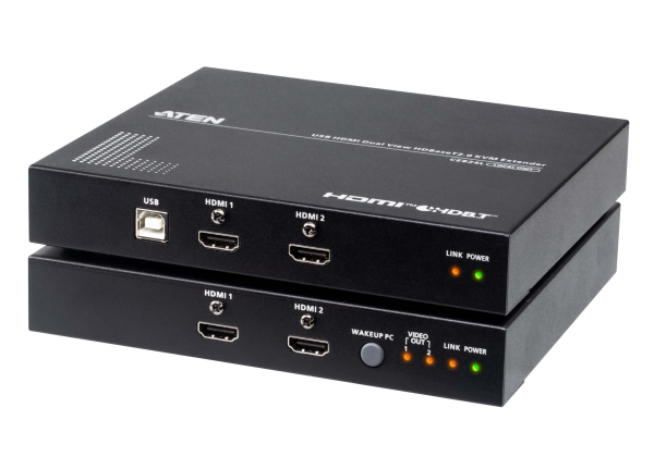 Aten Usb-Hdmi-Dual-View-Hdbaset-2.0-Kvm-Extender (4K Bei 100 M Für Single View), Sender Und Empfänger, Kabelgebunden, 150 M, Cat6, Cat6a, 4096 X 2160