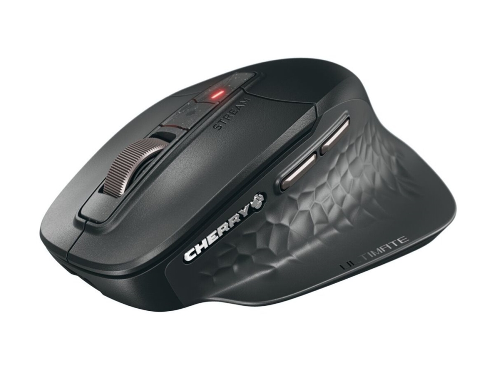 Cherry Stream Mouse Ultimate, Right-Hand, Rf Wireless + Bluetooth + Usb Type-C, 4000 Dpi, Black