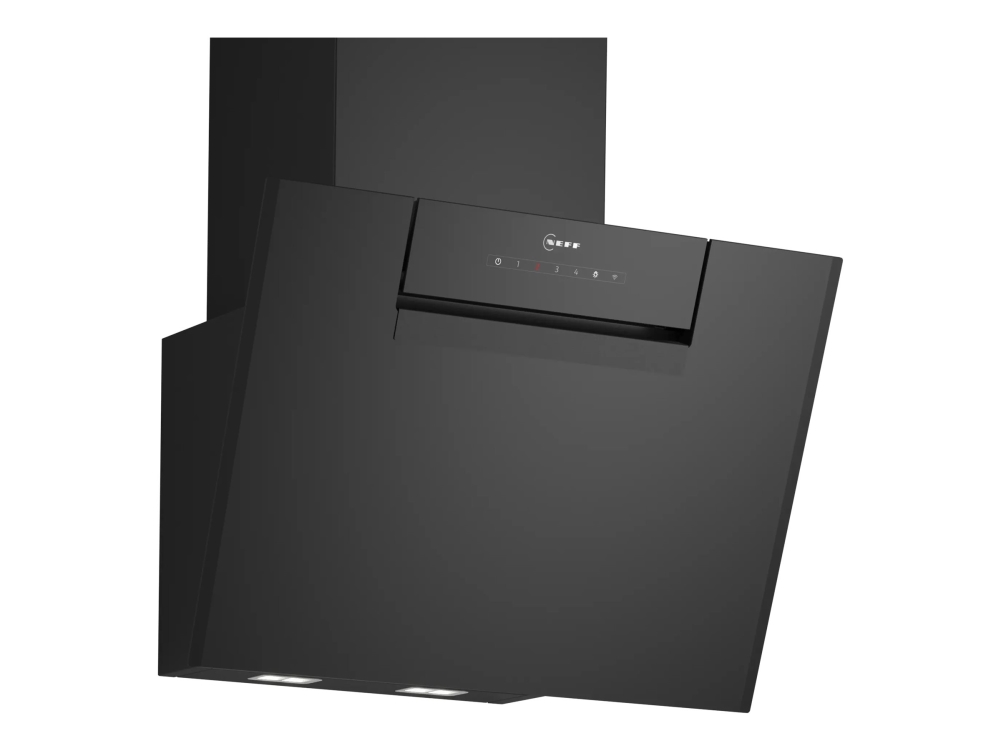 Neff N 50 D65ifn1s0 - Hætte - Skorsten Vinklet - Bredde: 59 Cm - Dybde: 43.3 Cm - Udtrækning Og Recirkulation (-) - Sort Glas