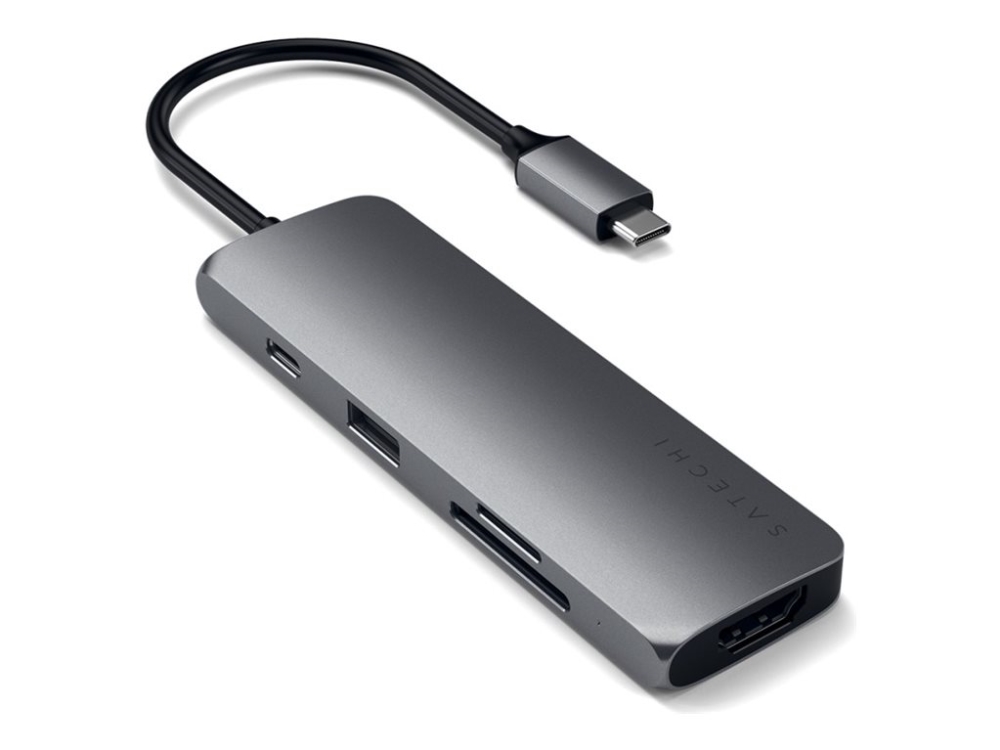 Satechi Aluminum Multiport Pro USB-C Adapter - Dockningsstation - USB-C - HDMI | Datorer & Surfplattor - Bärbara tillbehör - Port Replicator och dockning | GameStuff