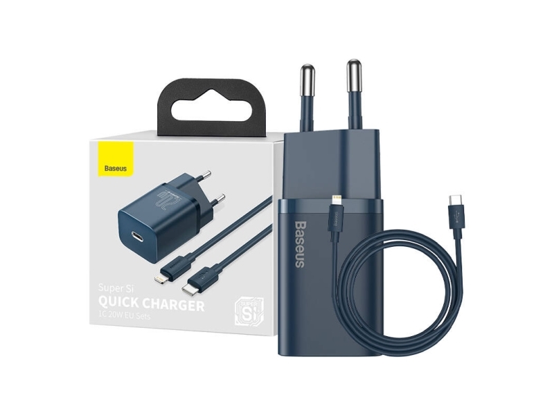 Baseus Super Si Quick Charger 1C 20W with USB-C cable for Lightning 1m (blue)