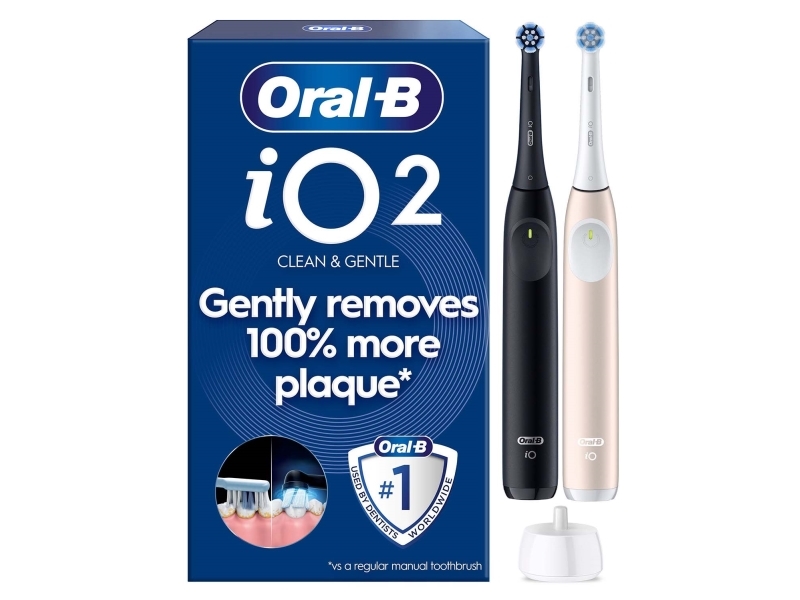 Braun Oral-B iO Series 2 Night Black/Calm Pink med 2 håndstykker (016704)