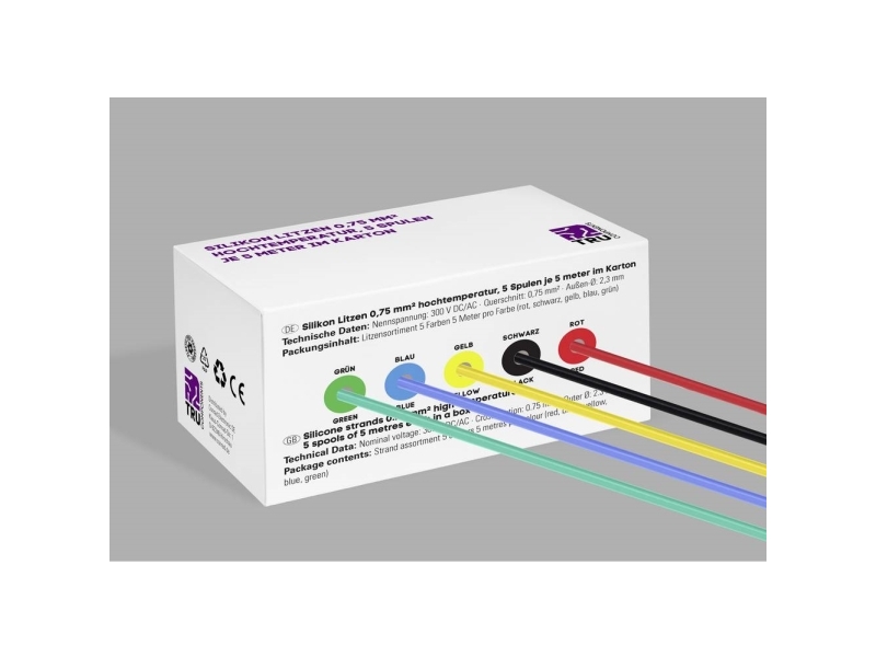 Tru Components Tc-14085024 Ledning Med Silikonebelægning 0.75 Mm² Rød, Sort, Gul, Blå , Grøn 1 Set