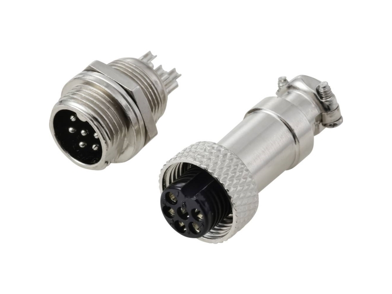 Tru Components Tc-13895592 Rundstikforbinder Stik , Bøsningskontakt Samlet Poltal: 6 Serie (Rundstikforbindelse): Gx12 1 Set