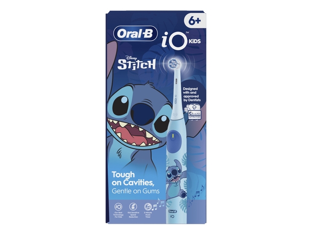Oral-B Io Kids Disney Stitch, Child, Rotating Toothbrush, Daily Care, Sensitive, Super Sensitive, Blue, 2 Min, Blue