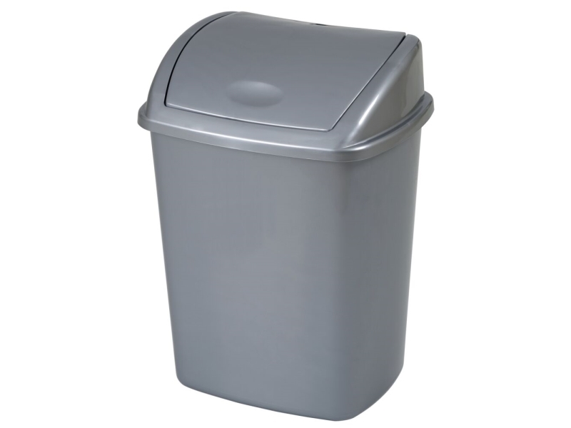 Affaldsspand, V-Part, Grå, Plast, 26 Ltr. Med Sving Låg, Forberedt Til Vægmontering