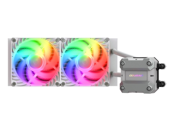 Cougar Cpu Wasserkühlung Poseidon Ultra 240, Argb, Schwarz, All-In-One-Flüssigkeitskühler, 12 Cm, 500 Rpm, 2200 Rpm, Weiß
