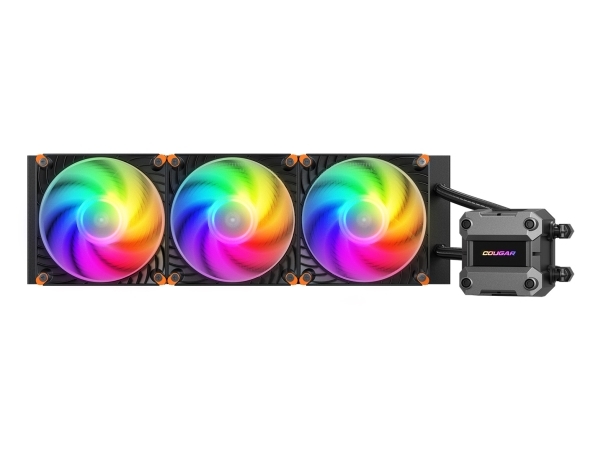 Cougar Cpu Wasserkühlung Poseidon Ultra 240, Argb, Schwarz, All-In-One-Flüssigkeitskühler, 12 Cm, 500 Rpm, 2200 Rpm, Schwarz