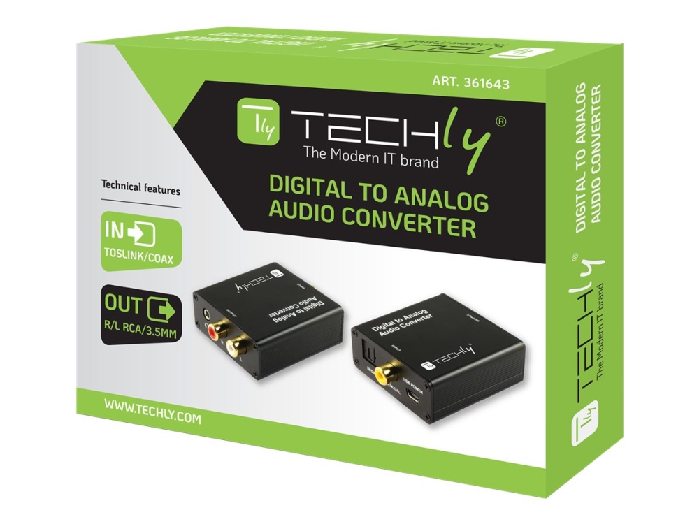 Techly - Digital Til Analog Audioomformer - Sort