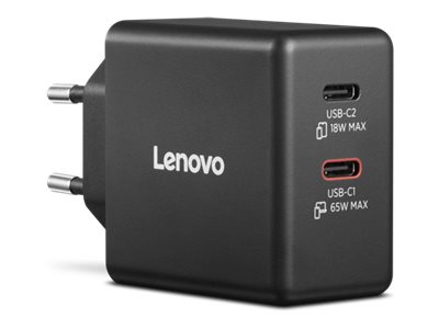 Lenovo Dual Usb-C 65W Gan Charger, Drinnen, Ac, 1,5 M, Schwarz