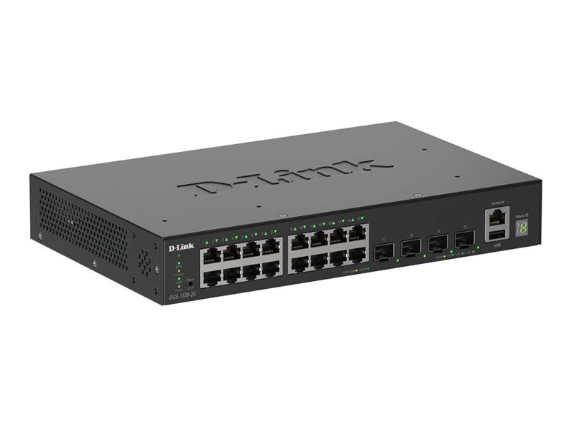 D-Link Smartpro Dgs-1530-20 - Switch - Smart - 16 X 10/100/1000 + 4 X 10 Gigabit Sfp+ - Desktop, Monterbar På Stativ