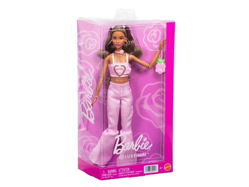 Barbie Deluxe Style dockkläder, rosa denimjeans med utsvängda ben, Latina