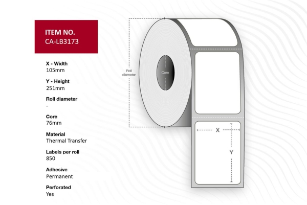 Capture Label 105 X 251Mm, Core 76Mm,