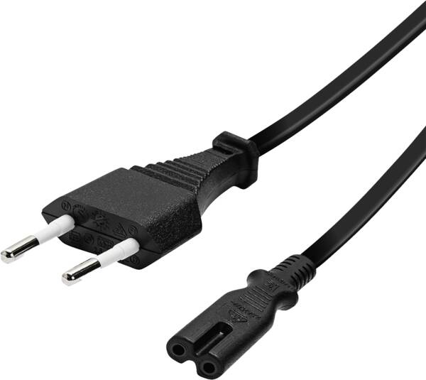 Vivanco Netzanschluss-Kabel 1,25 M Langes Netzkabel Mit Zweipoligem Europasteckerschwarz, 1,25 M, Cee7/16, Iec C7