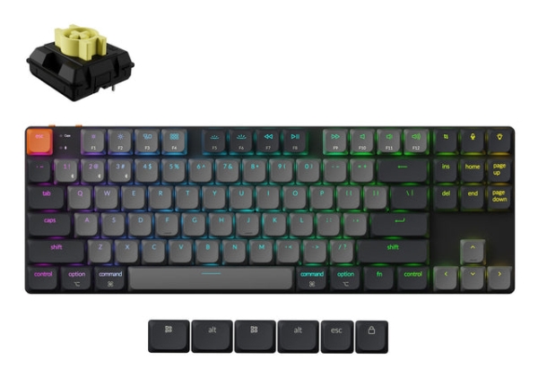 Keychron K1x-B4, Kabel & Trådløs, Usb + Bluetooth, Mekanisk, Qwerty, Rgb Led, Grå