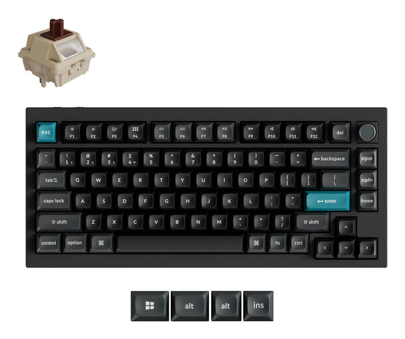 Keychron Q1 Ultra 8K, 75%, Kabel & Trådløs, Usb + Rf Wireless + Bluetooth, Mekanisk, Rgb Led, Sort