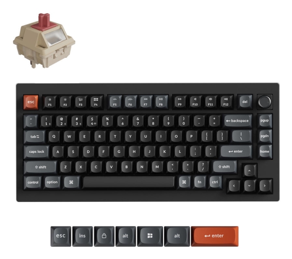 Keychron V1 Ultra 8K, Kabel & Trådløs, Bluetooth, Mekanisk, Qwerty, Rgb Led, Sort