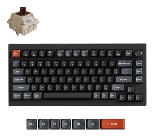 Keychron V1 Ultra 8K, Kabel & Trådløs, Bluetooth, Mekanisk, Qwerty, Rgb Led, Sort
