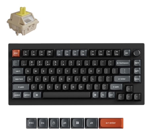 Keychron V1 Ultra 8K, Kabel & Trådløs, Bluetooth, Mekanisk, Qwerty, Rgb Led, Sort