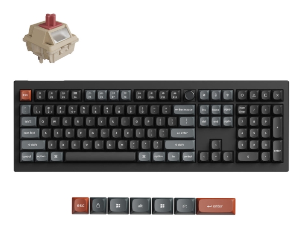 Keychron V6 Ultra 8K, Kabel & Trådløs, Bluetooth, Mekanisk, Qwerty, Rgb Led, Sort