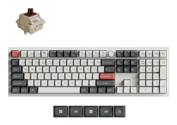 Keychron Q6 Ultra 8K, Fuld Størrelse (100 %), Kabel & Trådløs, Usb + Rf Wireless + Bluetooth, Mekanisk, Rgb Led, Hvid