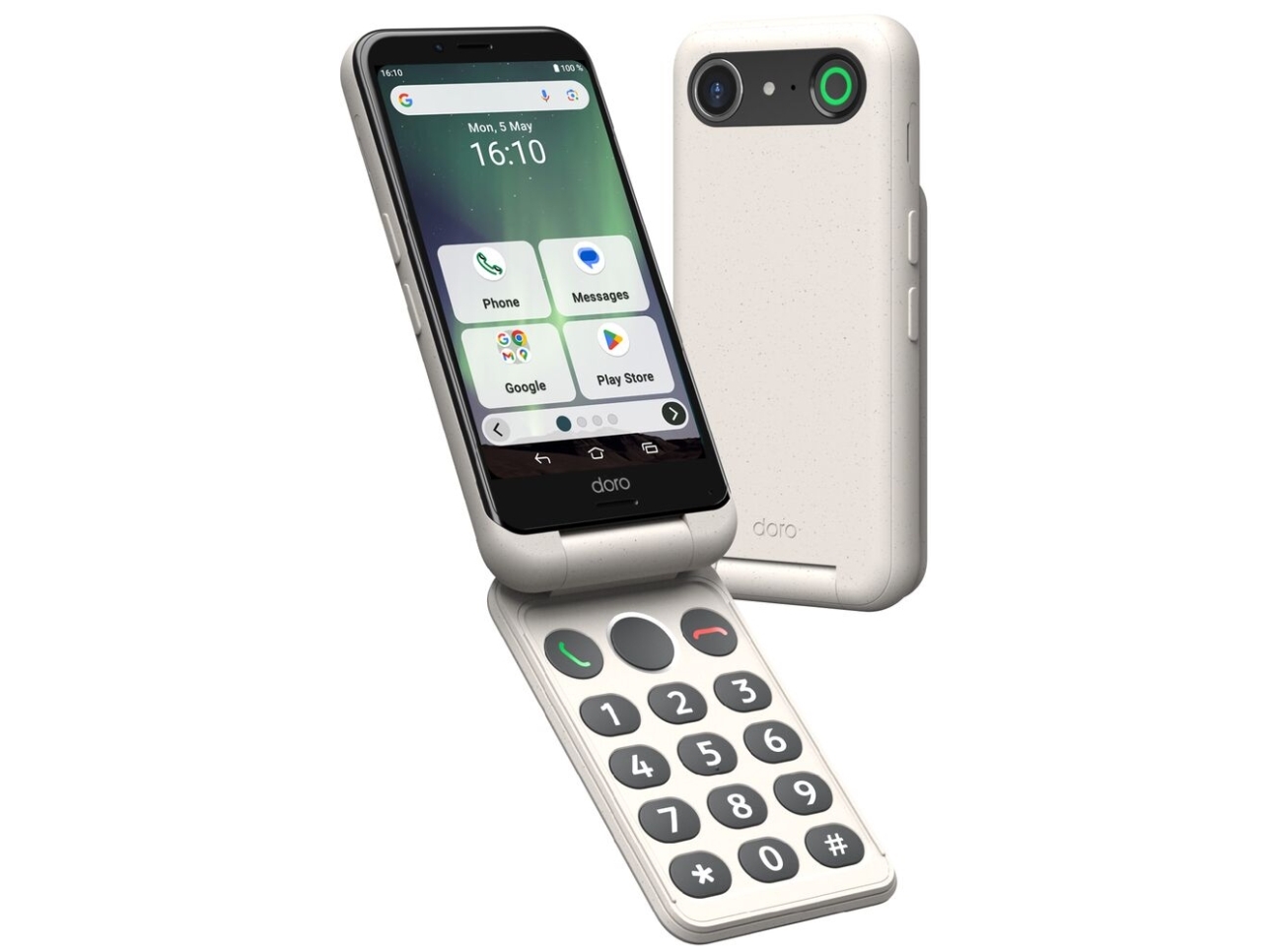 Doro Aurora A20, 11,4 Cm (4.5"), 4 Gb, 64 Gb, 13 Mp, Android 14, Sort, Hvid