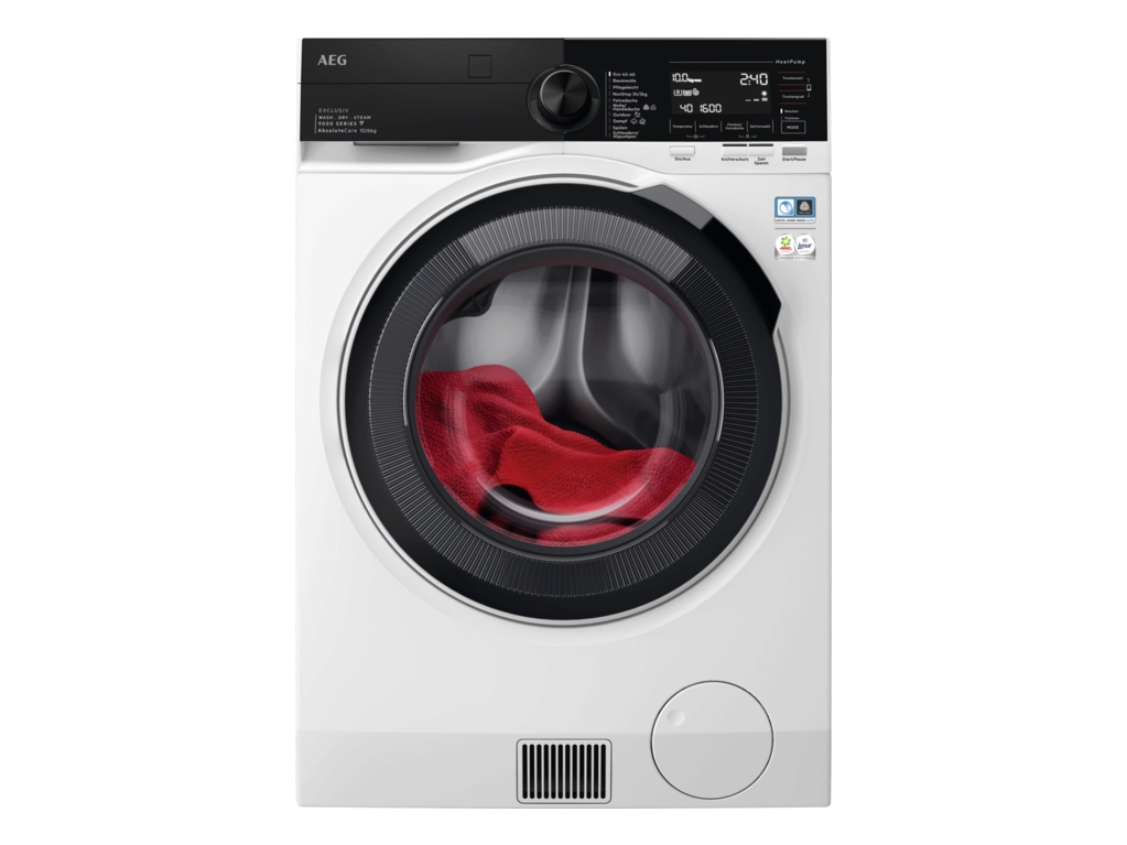 AEG Series 9000 LWR9W81609, Edestä täytettävä, Vapaasti seisova, Valkoinen, Vasen, musta, musta