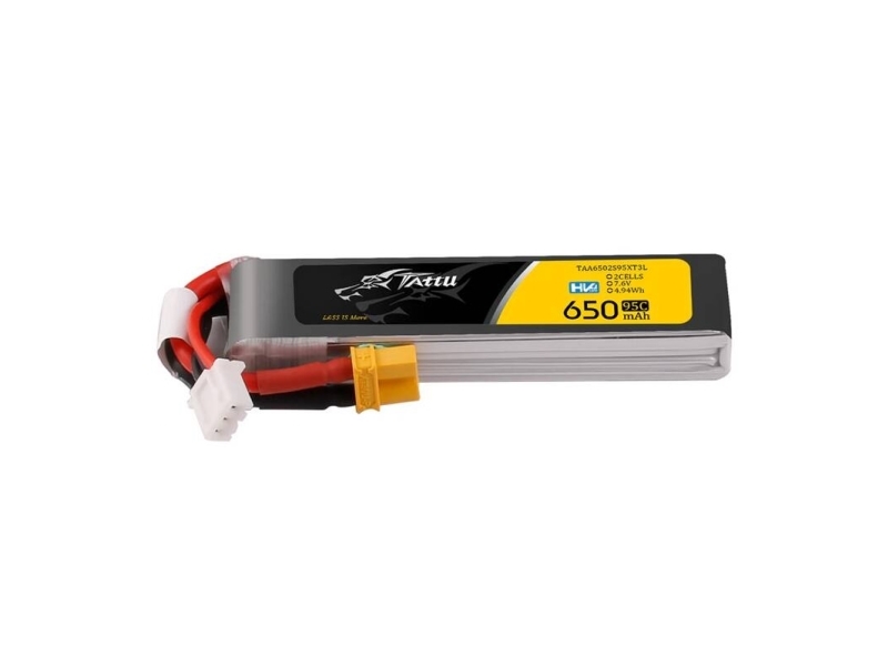 LiPo-batteri Tattu 2s 650mAh 95C 7,6V HV med XT30 Long-Pack