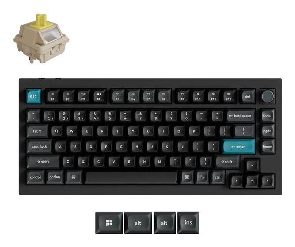 Keychron Q1 Ultra 8K, 75%, Kabel & trådløs, USB + RF Wireless + Bluetooth, Mekanisk, RGB LED, Sort
