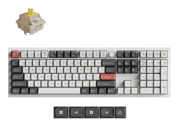 Keychron Q6 Ultra 8K, Fuld Størrelse (100 %), Kabel & Trådløs, Usb + Rf Wireless + Bluetooth, Mekanisk, Rgb Led, Hvid
