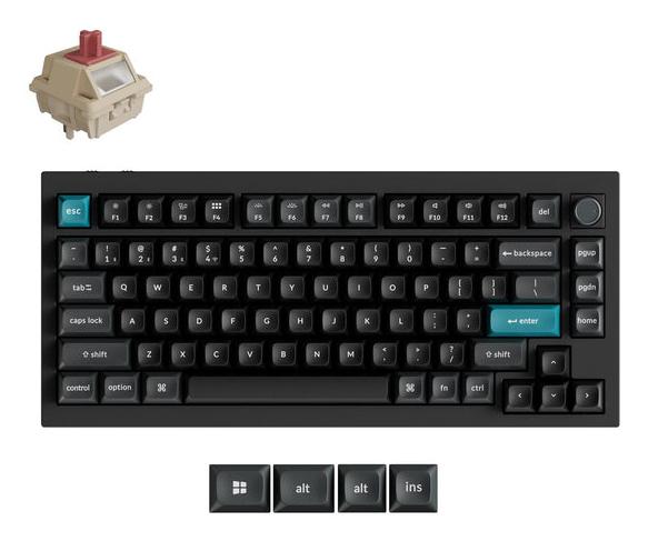 Keychron Q1 Ultra 8K, 75%, Kabel & Trådløs, Usb + Rf Wireless + Bluetooth, Mekanisk, Rgb Led, Sort