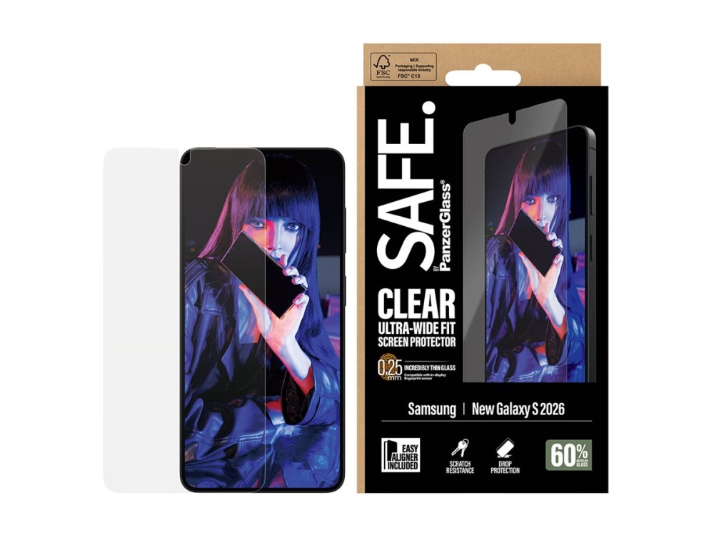 Panzerglass Safe. By Screen Protector Samsung Galaxy S26 | Ultra-Wide Fit W. Easyaligner, Samsung, Samsung - Galaxy S26, Dry Application, Scratch R
