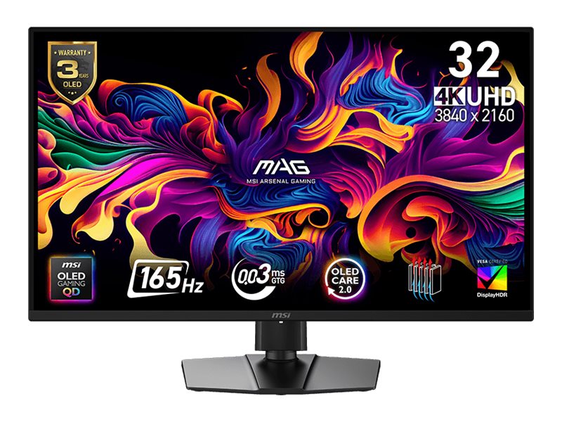 Msi Mag 322Up Qd-Oled E16, 80 Cm (31.5"), 3840 X 2160 Pixel, 4K Ultra Hd, Qd-Oled, 0,03 Ms, Schwarz