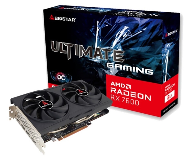 Biostar Radeon Rx7600 Oc, Radeon Rx 7600, 8 Gb, Gddr6, 128 Bit, Pci Express 4.0, 2 Blæser(E)