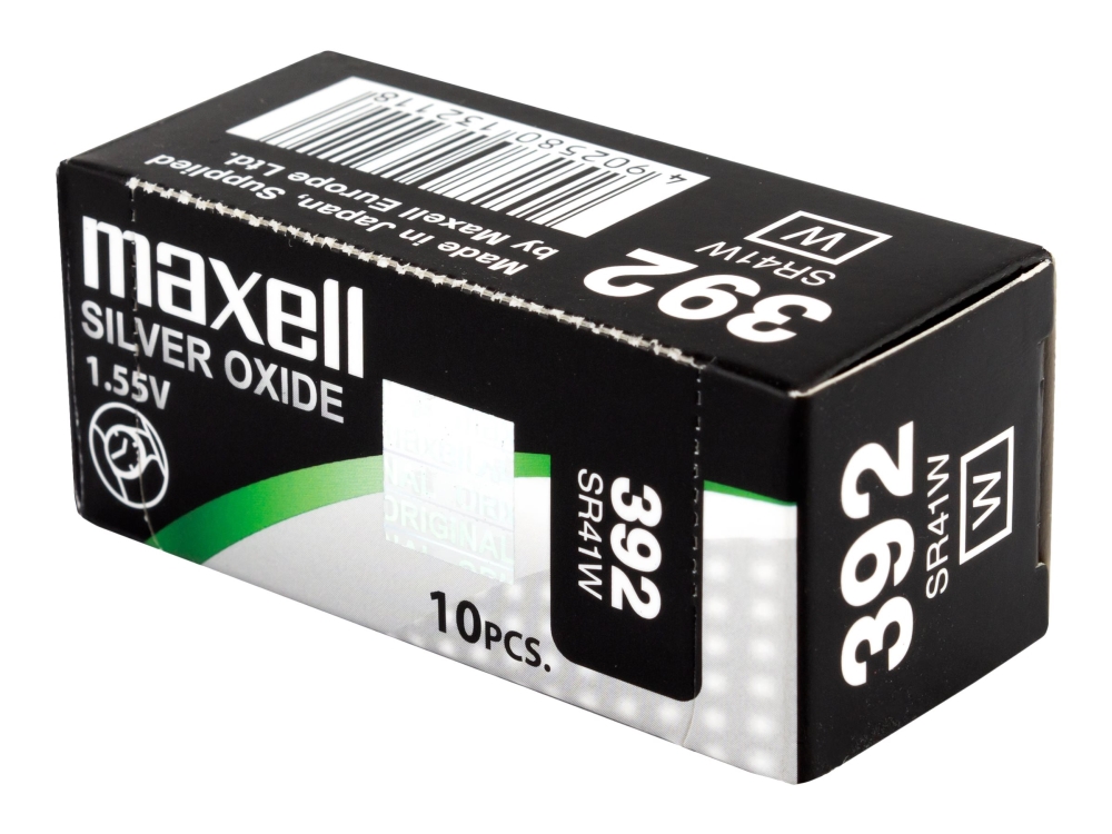 Maxell 18290800, Kertakäyttöinen akku, SR41W, Hopea-oksidi (S), 1,55 V, 10 kpl, 39 mAh