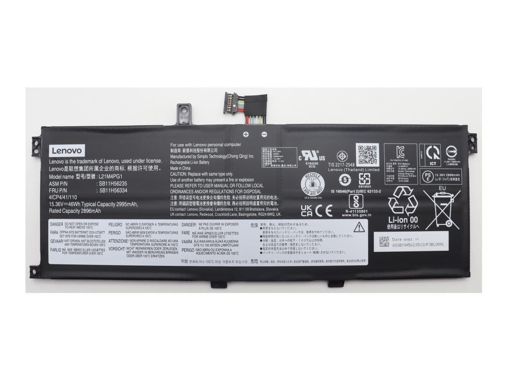 46Wh Internal Lithium-Ion Battery, 4-Cell